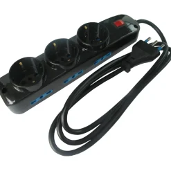 Presa multipla 9 prese diverse cavo 1,5 m interruttore nero