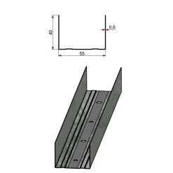 Profilo guida a U in acciaio zincato 55/40 sp 6/10 L 3 m grigio
