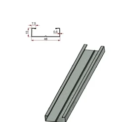 Profilo montante a C in acciaio zincato 50/15 sp 6/10 L 3 m grigio