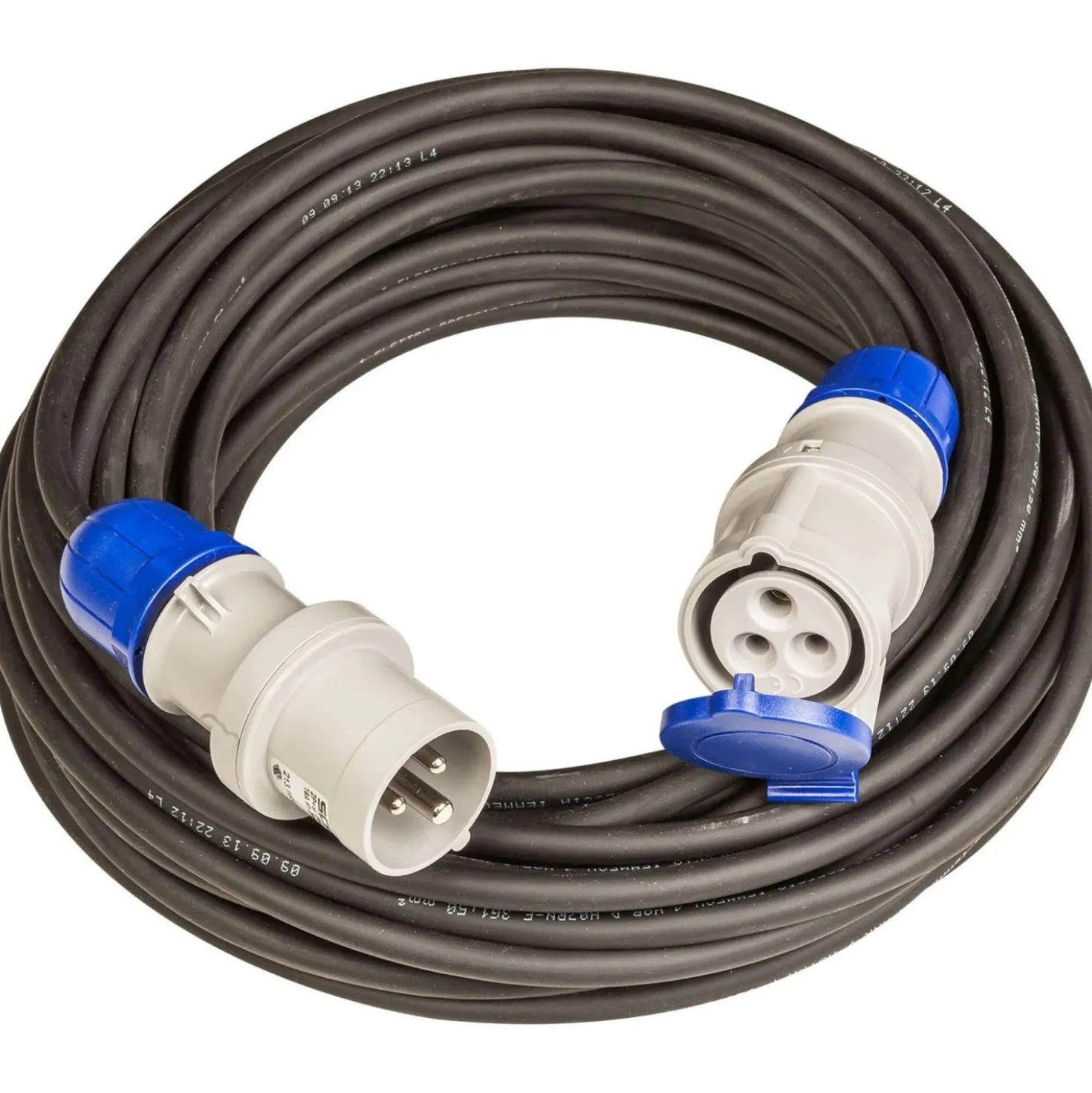 Prolunga lineare industriale 230 V spina e presa 16 A 20 m nero