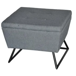 Puff in tessuto con gambe grigio 58x58xh42,5 cm