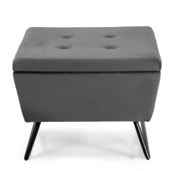Puff in tessuto con gambe grigio 58x58xh42,5 cm