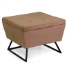 Puff in tessuto con gambe beige 58x58xh42,5 cm