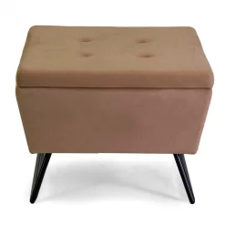 Puff in tessuto con gambe beige 58x58xh42,5 cm