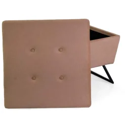 Puff in tessuto con gambe beige 58x58xh42,5 cm