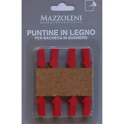 Puntine freccia rossa 2 cm in legno 8 pezzi