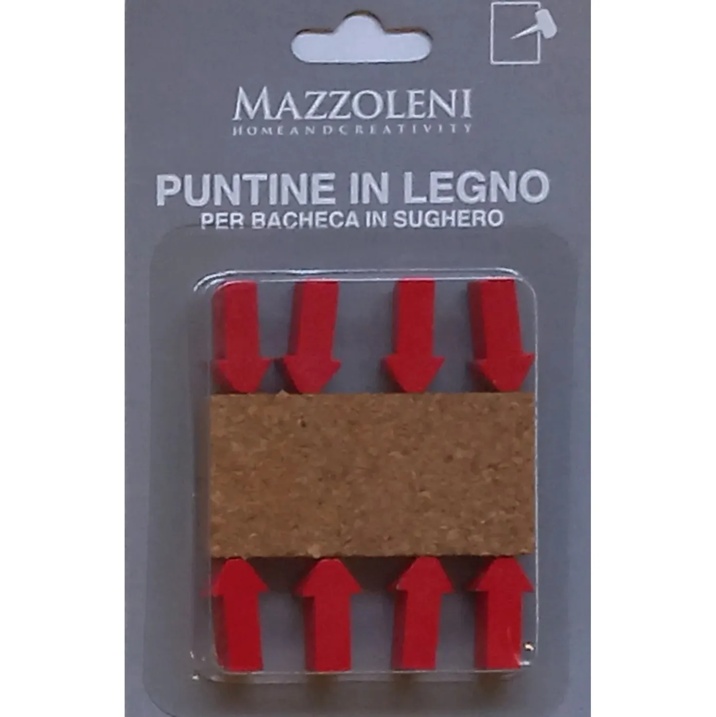 Puntine freccia rossa 2 cm in legno 8 pezzi