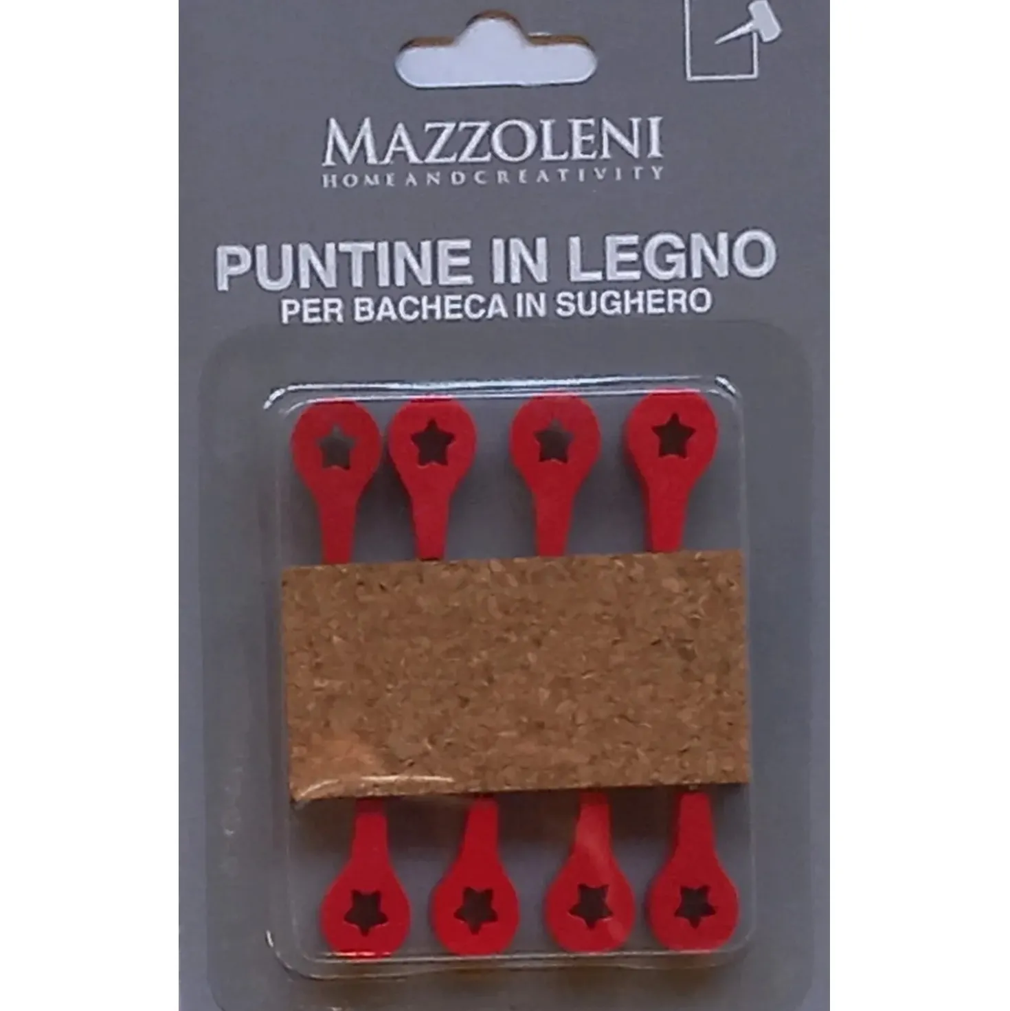 Puntine map rosse 3 cm in legno 8 pezzi