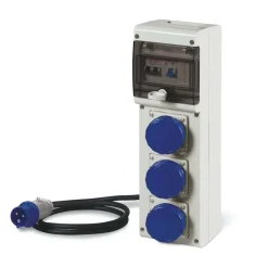 Quadro distr.3 prese iec309 16a 2p+t