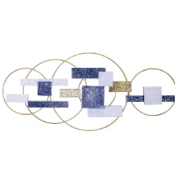 Quadro in metallo blu e oro 132x60x5 cm
