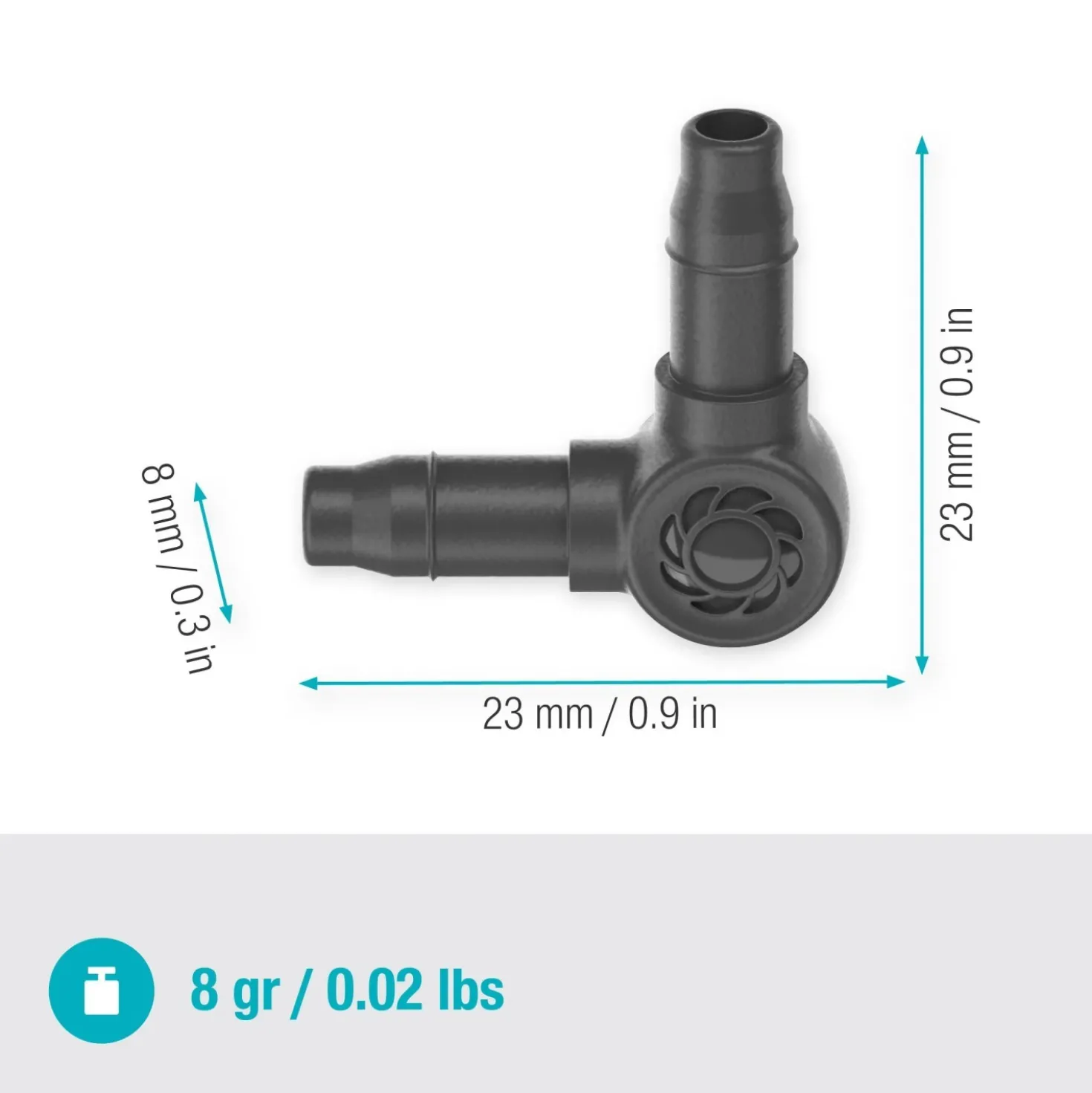 Raccordo a L Gardena per tubi Micro-Drip-System 4,6 mm (3/16")
