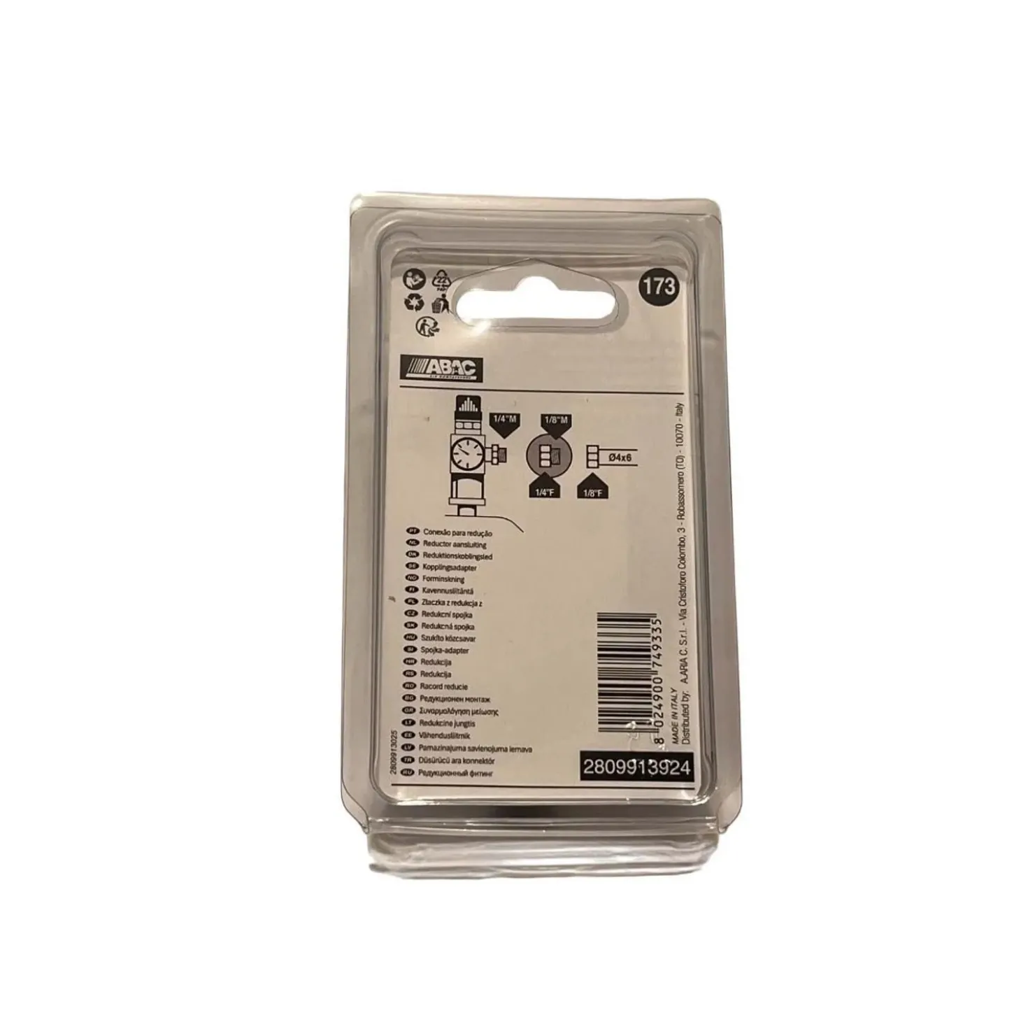 Raccordo riduzione Abac 1/4" maschio 3/8" femmina