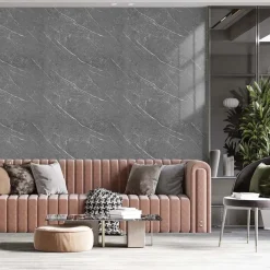 Rivestimento prottetivo in gomma laminata effetto marmo grigio 120x270 cm