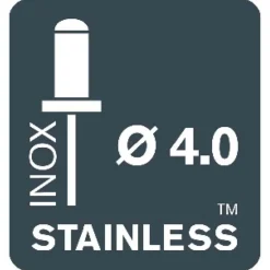 Rivetti Rapid Acciaio INOX Ø4.0 x 12 mm Conf. da 50 Pezzi e Punta Trapano incl
