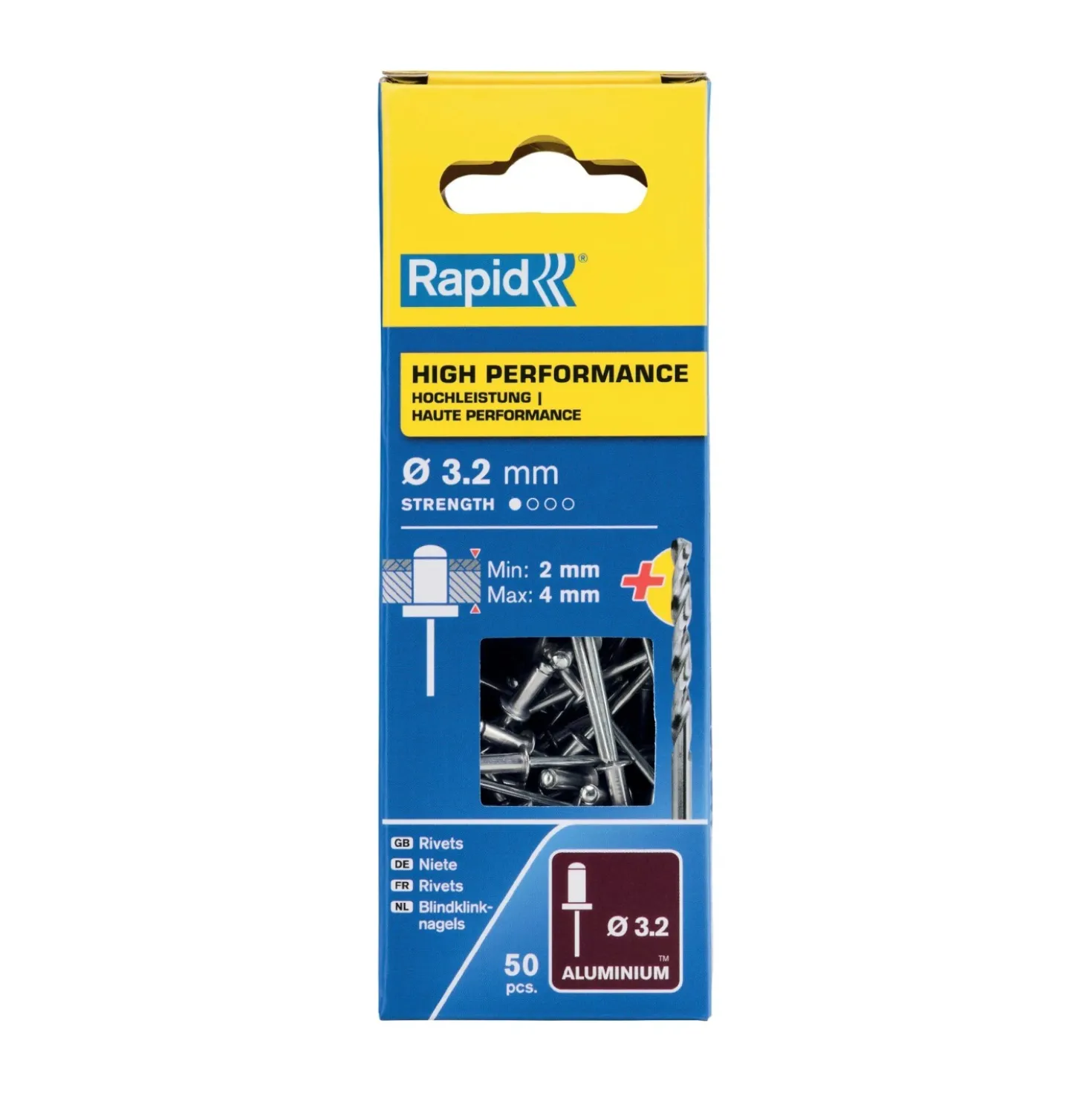 Rivetti Rapid Alte Prestazioni Ø3.2 x 8 mm Conf. da 50 pz e Punta Trapano incl