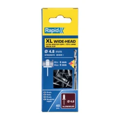 Rivetti Rapid XL Ø4.8 x 12 mm Confezione da 40 Pezzi e Punta del Trapano Inclusa