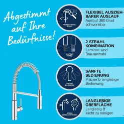 Rubinetto cucina monocomando per Grohe Get cromo