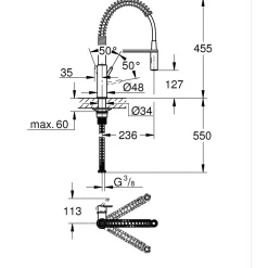 Rubinetto cucina monocomando per Grohe Get cromo