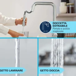 Rubinetto cucina monocomando Grohe Quickfix Startedge doccetta estraibile cromo