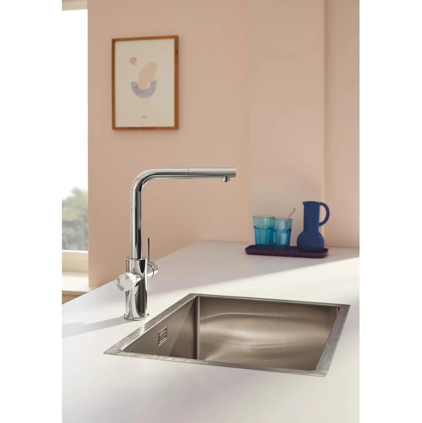 Rubinetto cucina monocomando Grohe Blue Pure Minta doccetta estraibile cromo