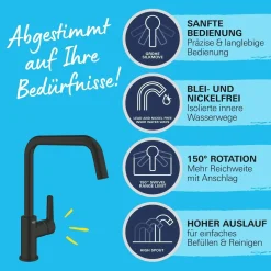Rubinetto cucina monocomando Grohe canna alta per Start nero