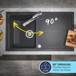 Rubinetto cucina monocomando Grohe canna bassa per Start nero