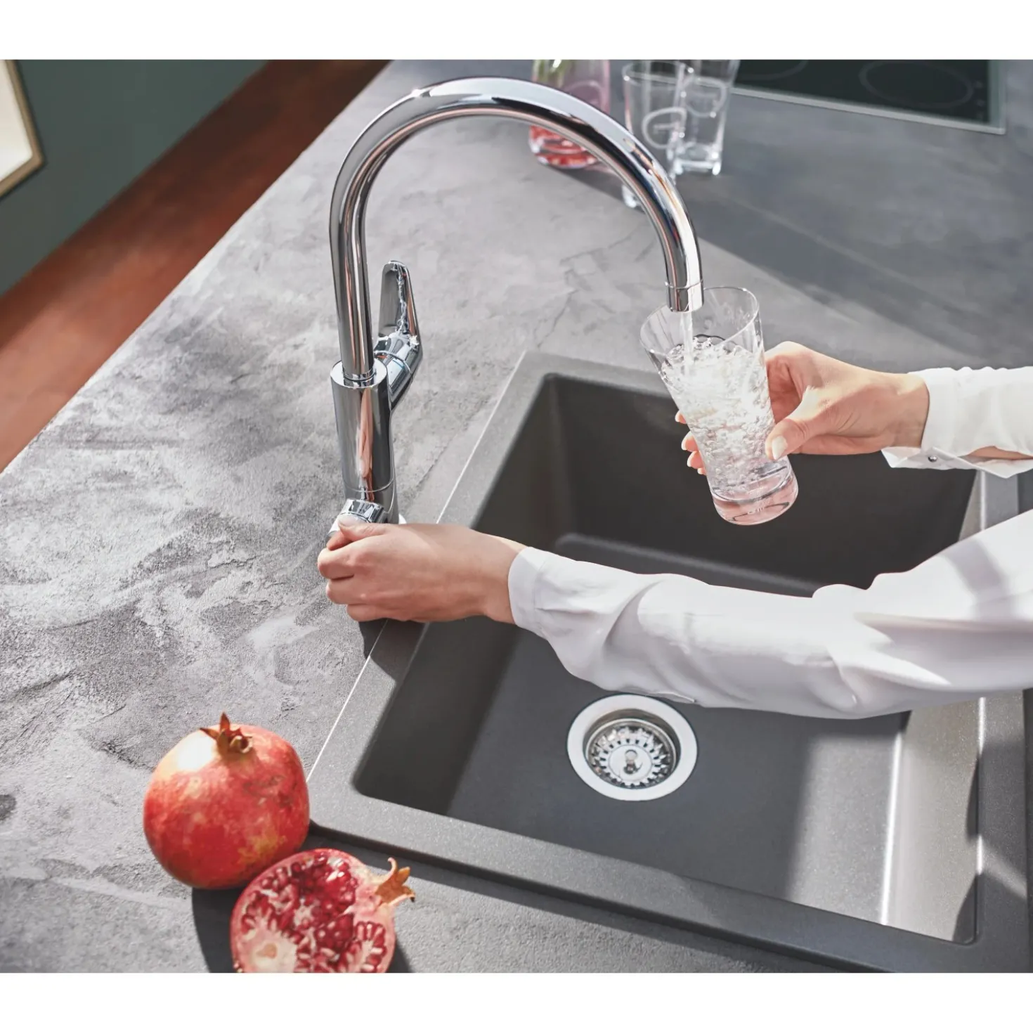 Rubinetto cucina monocomando Grohe Blue Pure BauCurve starter kit cromo