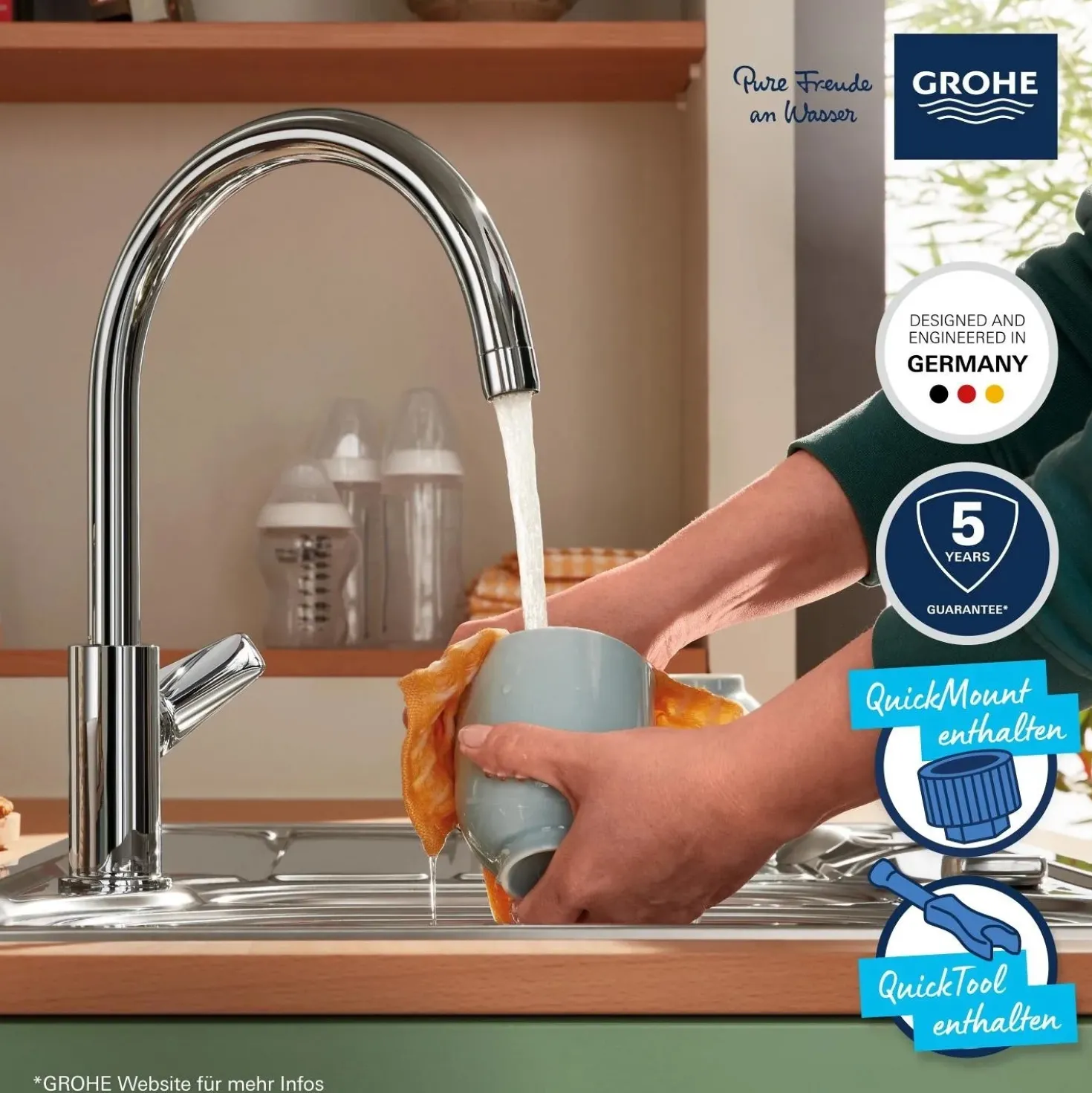 Rubinetto cucina monocomando per Grohe Start Edge cromo