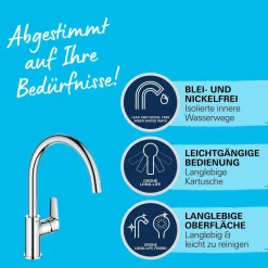 Rubinetto cucina monocomando per Grohe Start Edge cromo