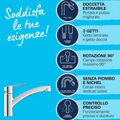 Rubinetto cucina monocomando Grohe Start Chrome cromo