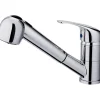 Rubinetto cucina monocomando canna bassa con doccetta Kiara cromo