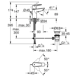 Rubinetto per lavabo GroheE Quickfix Start Edge cromo tg S