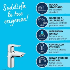 Rubinetto per lavabo GroheE Quickfix Start Edge cromo tg S