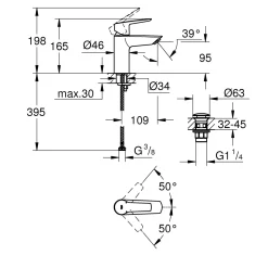 Rubinetto per lavabo Grohe Start Edge cromo tg S