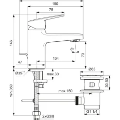Rubinetto per lavabo Ideal Standard Ceraplan cromo