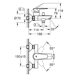 Rubinetto vasca da bagno per montaggio a parete Grohe Start Edge