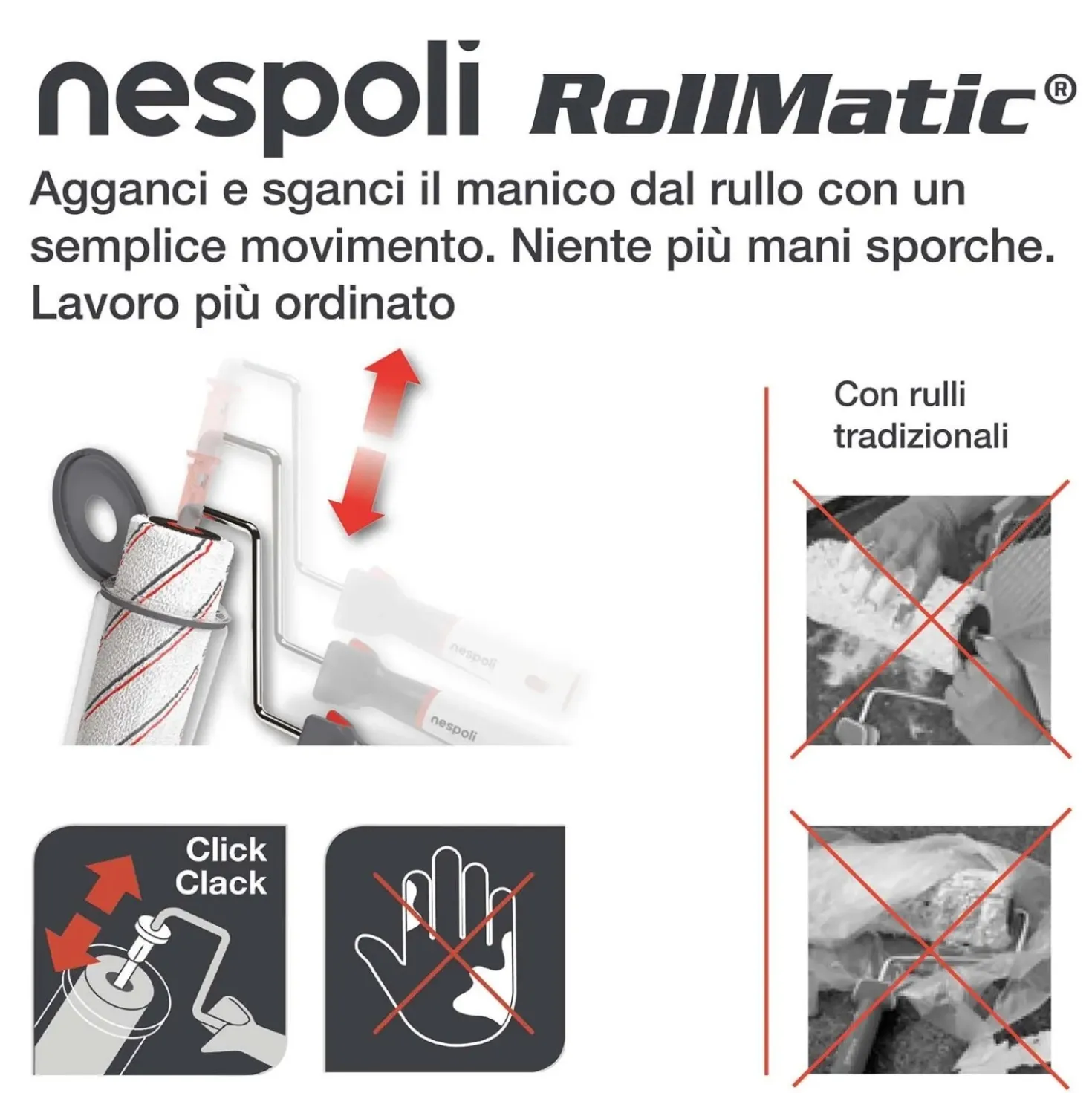 Rullo per pittura Rollmatic Teflon Soft Touch sup poco ruvide 22 cm
