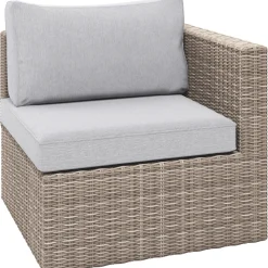 Salotto da esterno Mini Olea in acciaio e rattan grigio 2 posti