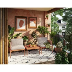 Salotto da esterno Redcliffe in alluminio colore arancione 2 posti