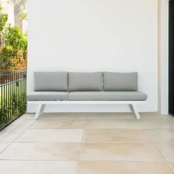 Salotto da giardino angolare in alluminio con cuscini bianco 3 posti