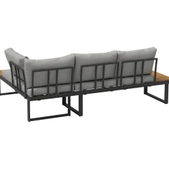 Salotto da giardino angolare Lipson in alluminio con inserti in legno 4 posti
