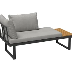 Salotto da giardino angolare Lipson in alluminio con inserti in legno 4 posti