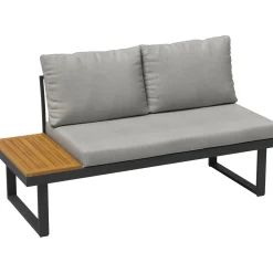 Salotto da giardino angolare Lipson in alluminio con inserti in legno 4 posti