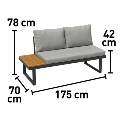Salotto da giardino angolare Lipson in alluminio con inserti in legno 4 posti