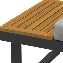 Salotto da giardino angolare Lipson in alluminio con inserti in legno 4 posti