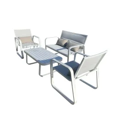 Salotto da giardino Antemide in alluminio bianco/grigio chiaro 4 posti