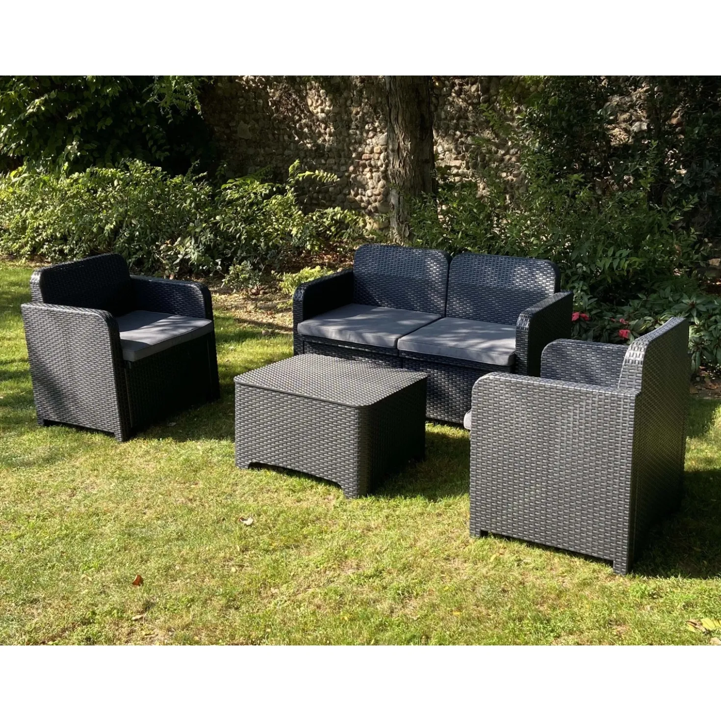 Salotto da giardino Arenal in polimerico eco antracite 4 posti