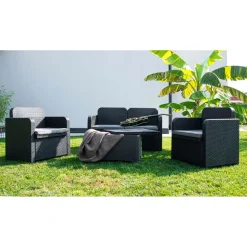 Salotto da giardino Arenal in polimerico eco antracite 4 posti