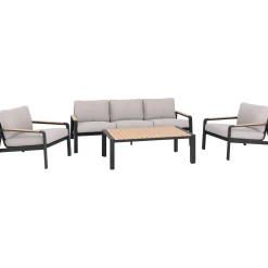 Salotto da giardino Branford in allu con cuscini antracite/beige 4 posti