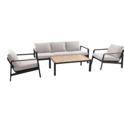 Salotto da giardino Branford in allu con cuscini antracite/beige 4 posti